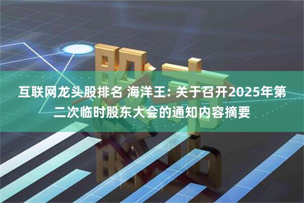 互联网龙头股排名 海洋王: 关于召开2025年第二次临时股东大会的通知内容摘要