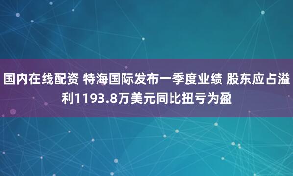 国内在线配资 特海国际发布一季度业绩 股东应占溢利1193.8万美元同比扭亏为盈